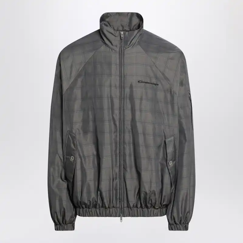 Grey/Blue Nylon Zip-Up Jacket
