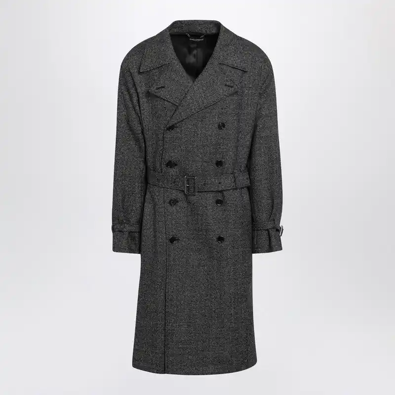 Grey Wool Double-Breasted Coat