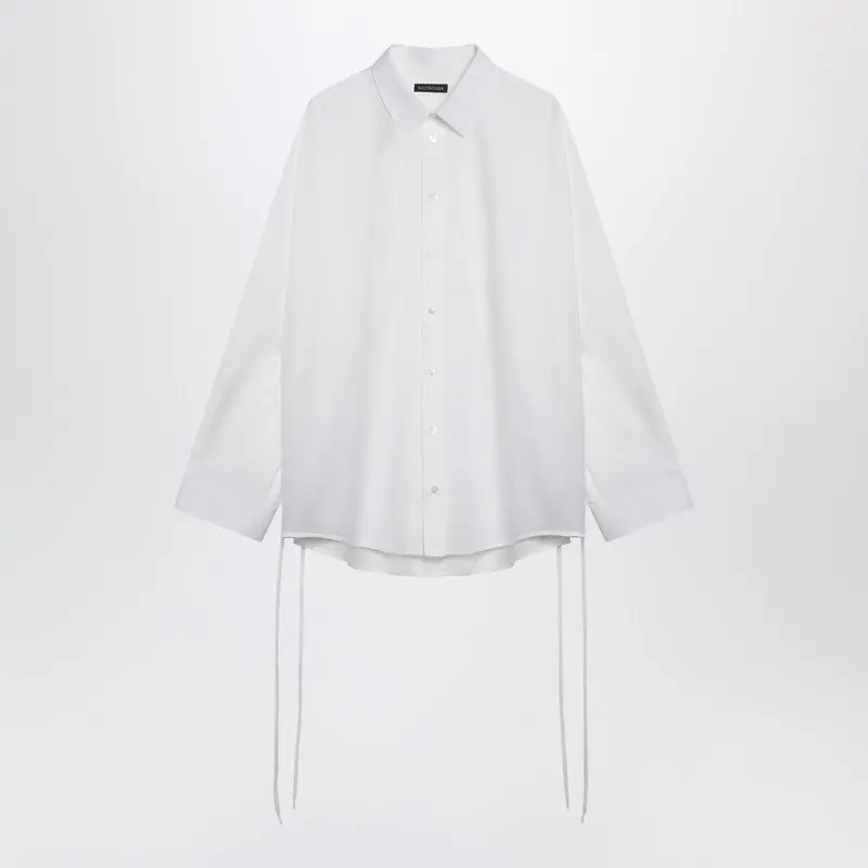 White Cotton Shirt With Lace-Up Details