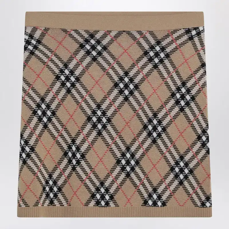 Wool And Mohair Blend Check Mini Skirt - Burberry
