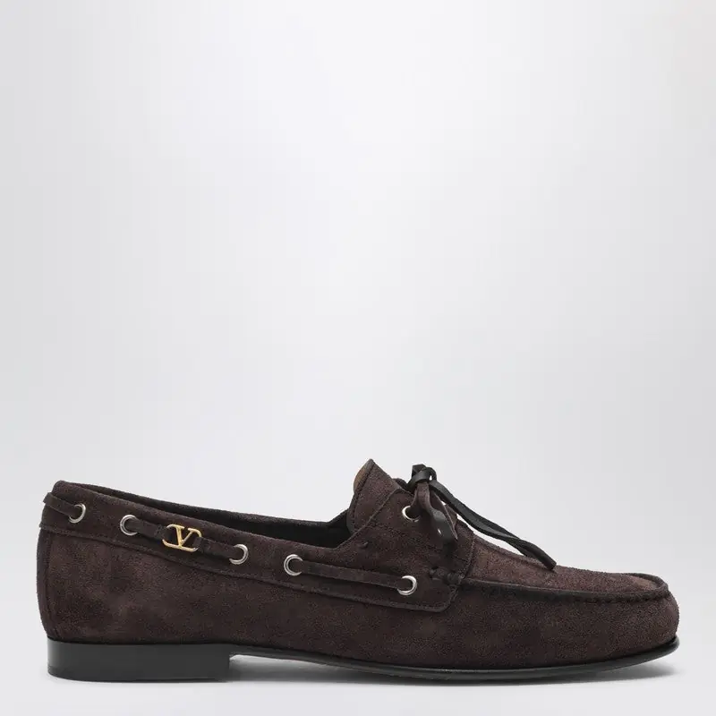Brown Suede Lace-Up Loafers