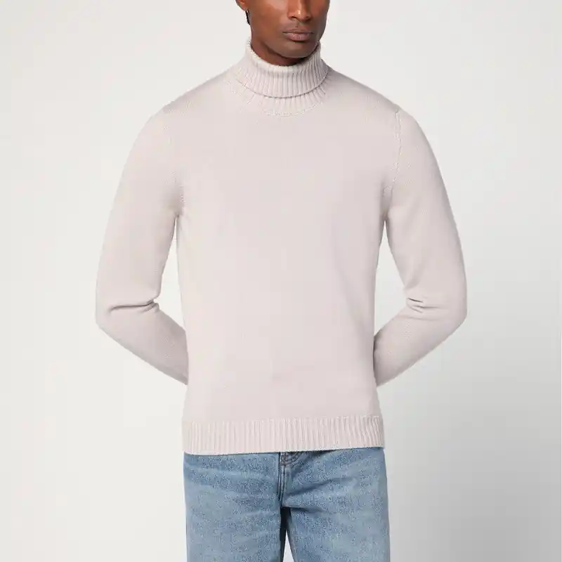 Greige Wool Turtleneck - Drumohr