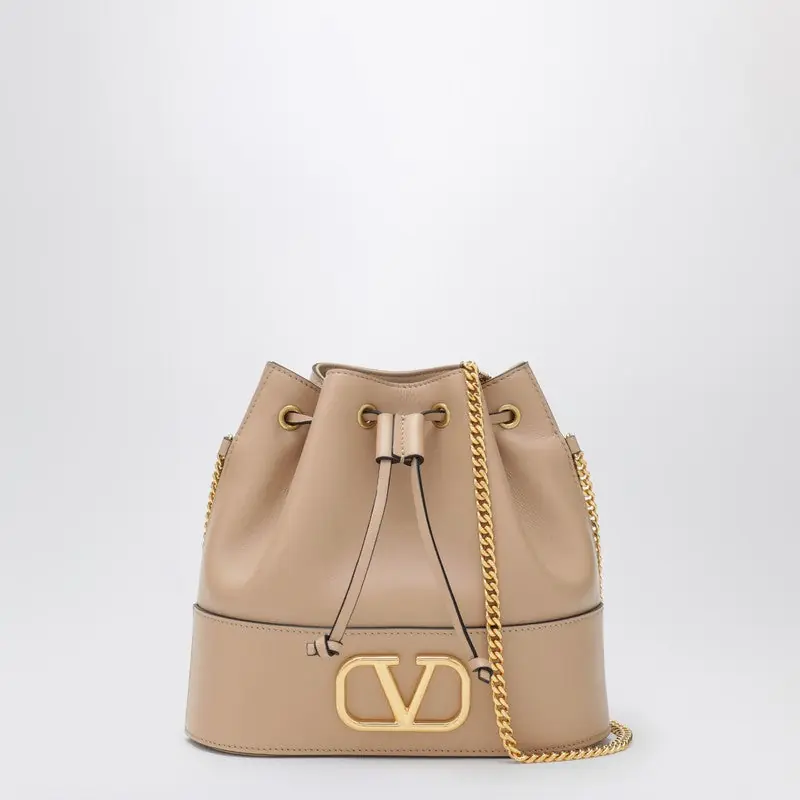Pink Leather Vlogo Signature Mini Hobo Bag - Valentino Garavani