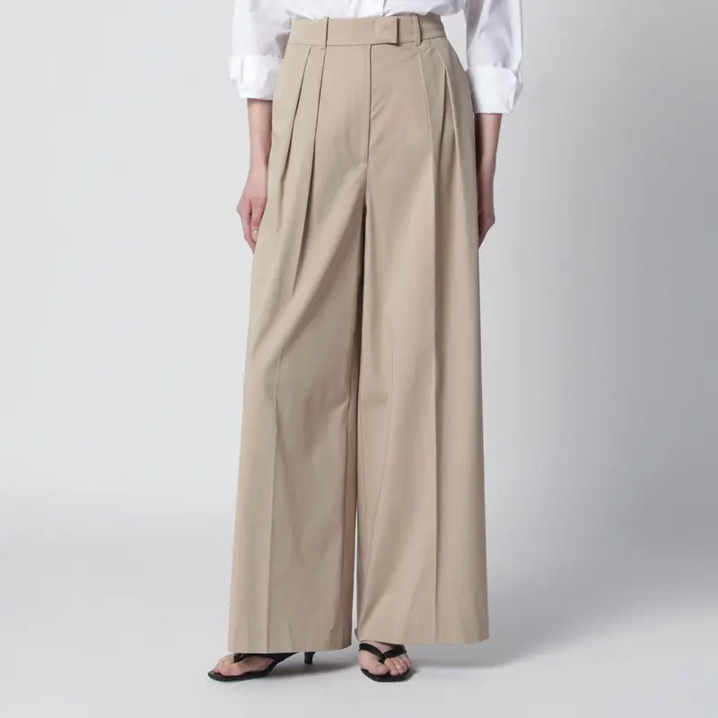 Beige Lou Trousers With Pleats - Anine Bing
