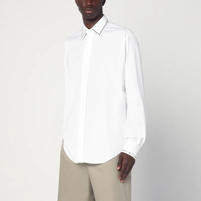 White Cotton Shirt With Studs - Alexander McQueen