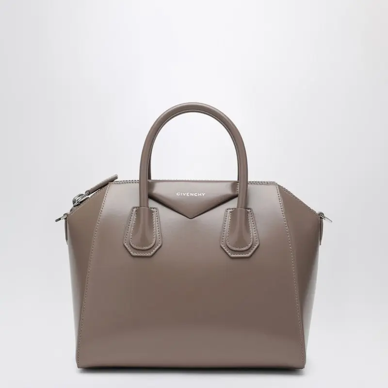 Small Antigona Bag In Taupe Leather - Givenchy