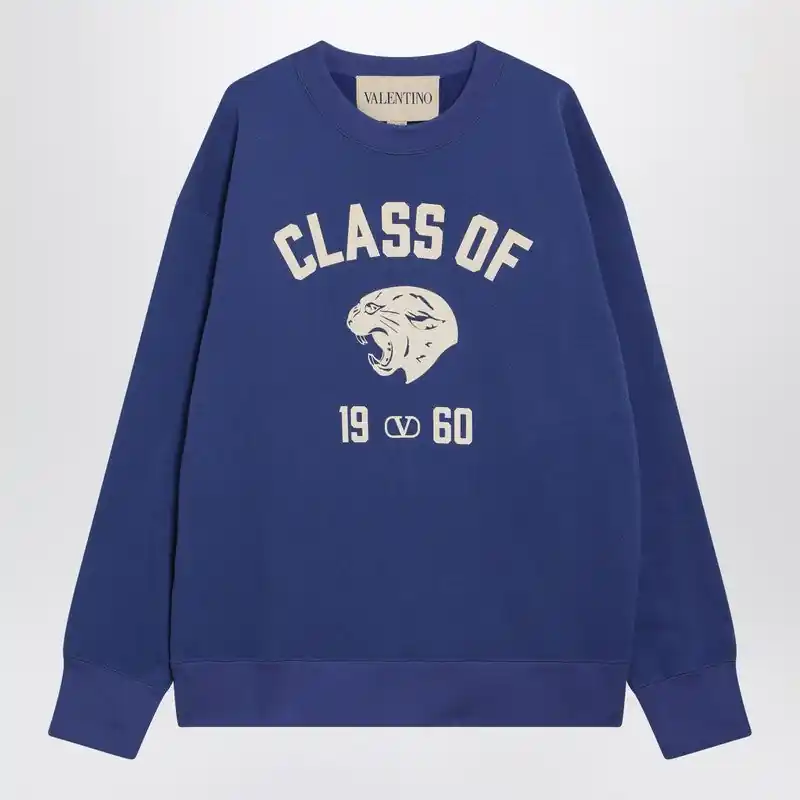 Blue Sweatshirt With Panther Print - Valentino Garavani