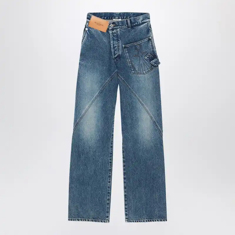 Mid-Blue Twisted-Denim Jeans