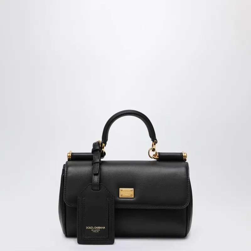 Mini My Sicily Handbag In Black Leather - Dolce & Gabbana