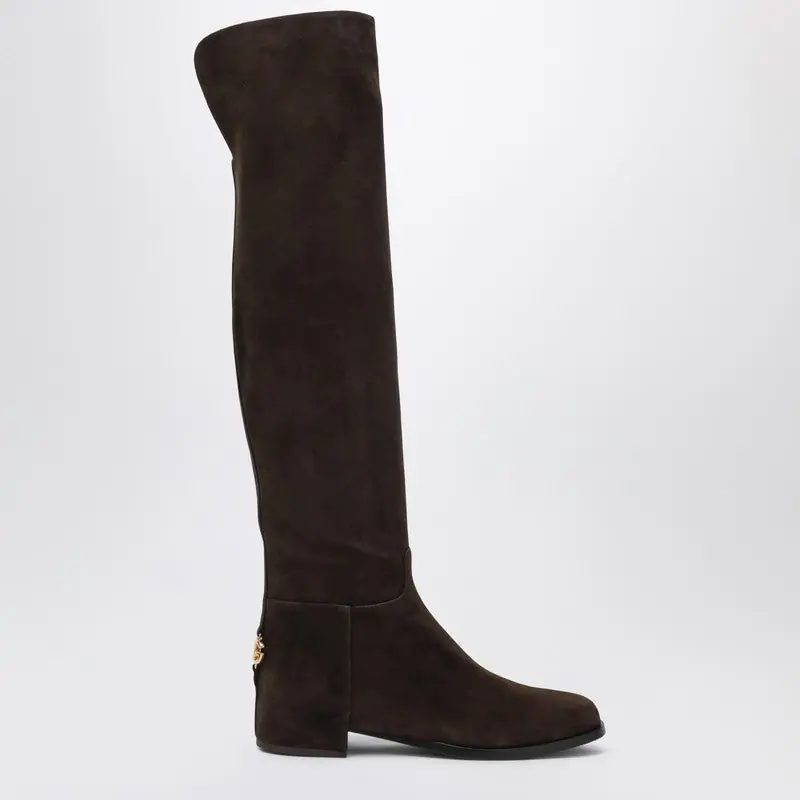 High Suede Boot In Ebony Brown - Dolce & Gabbana