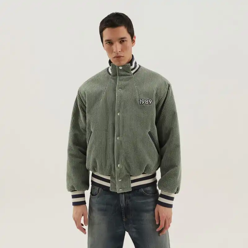 Light Green Corduroy Varsity Jacket - 1989 Studio