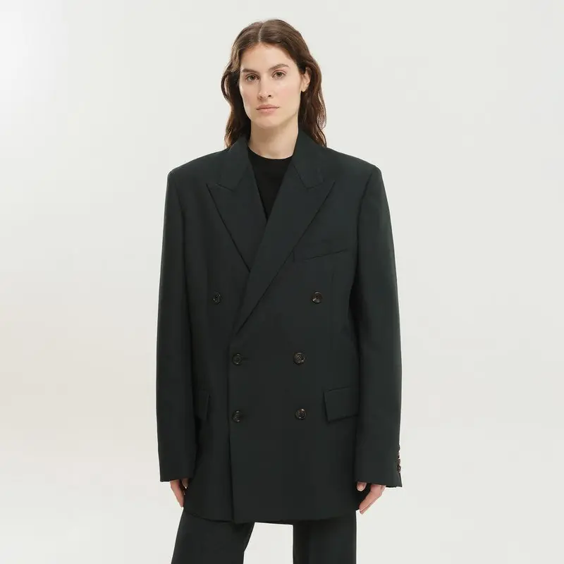 Dark Green Double-Breasted Blazer