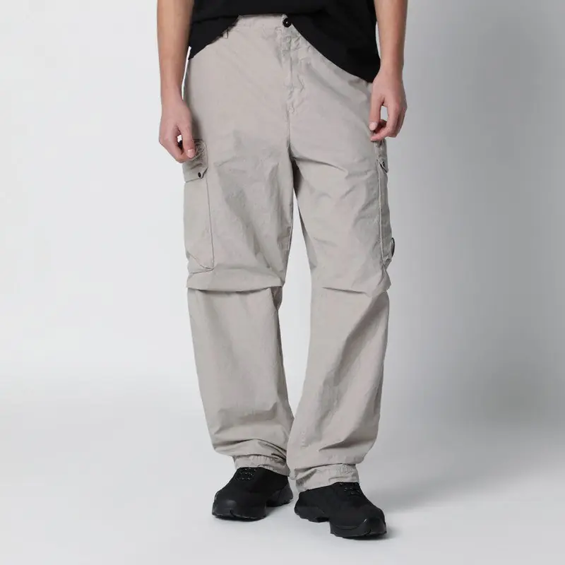 Taupe Grey Cotton Cargo Trousers - C.P. Company