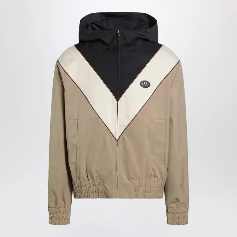 Black Butter And Camel Jacket With Vlogo Patch - Valentino Garavani