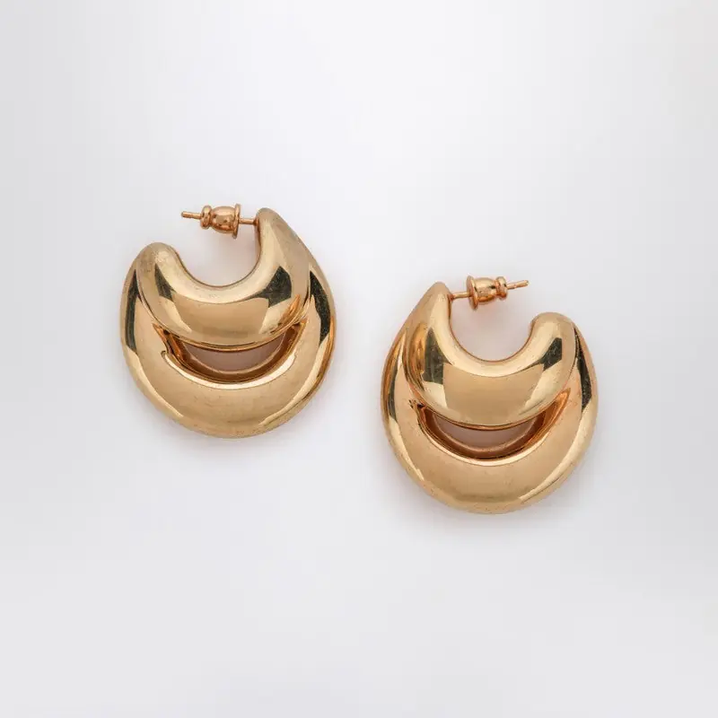 Blow Up Huggies Earrings In Gold Tone - Panconesi