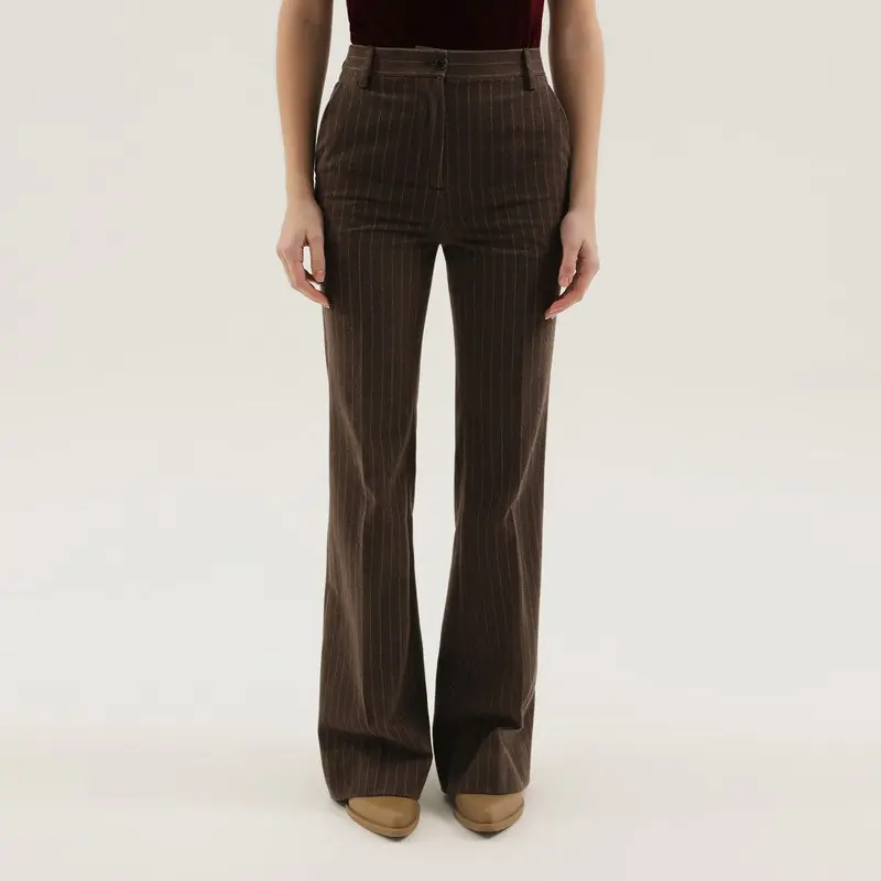Brown Striped Flared Pants - 1989 Studio