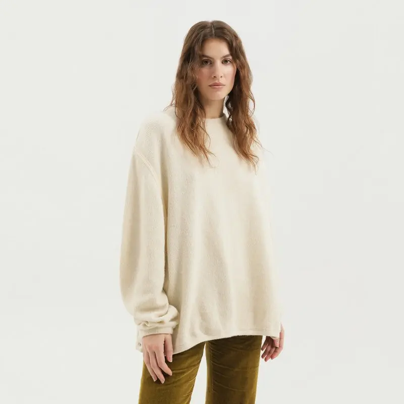 White Ribbed Sweater With Slits - 1989 Studio