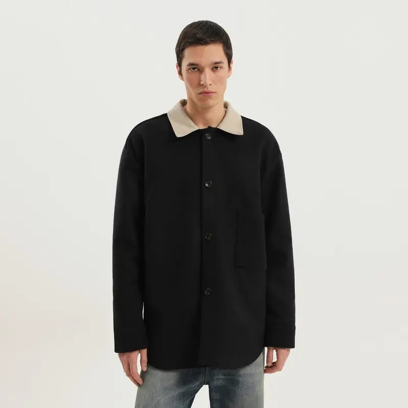 Shirt-Jacket In Blue Wool
