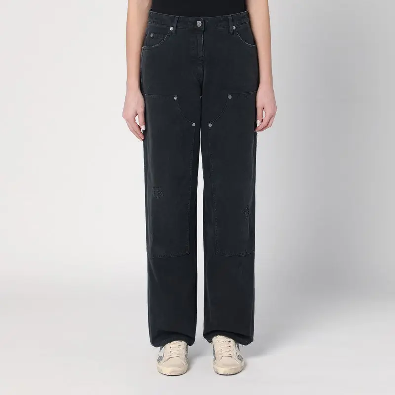 Wide Black Trousers In Denim - Golden Goose