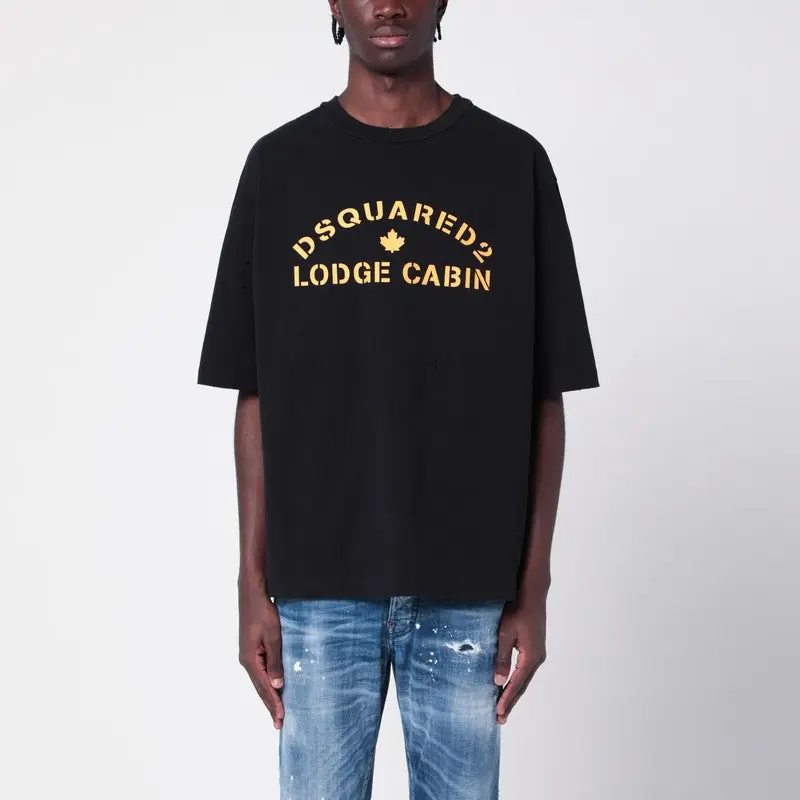 Black Cotton T-Shirt With Logo