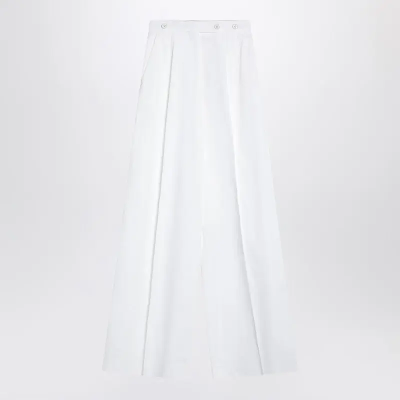 White Pleated Cotton Trousers - Givenchy