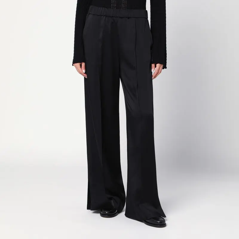 Black Satin Palazzo Pants - Jil Sander
