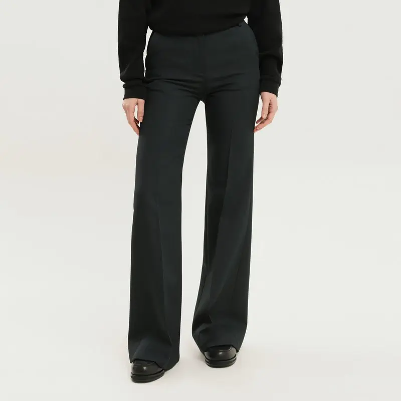 High-Waisted Dark Green Bell-Bottom Pants