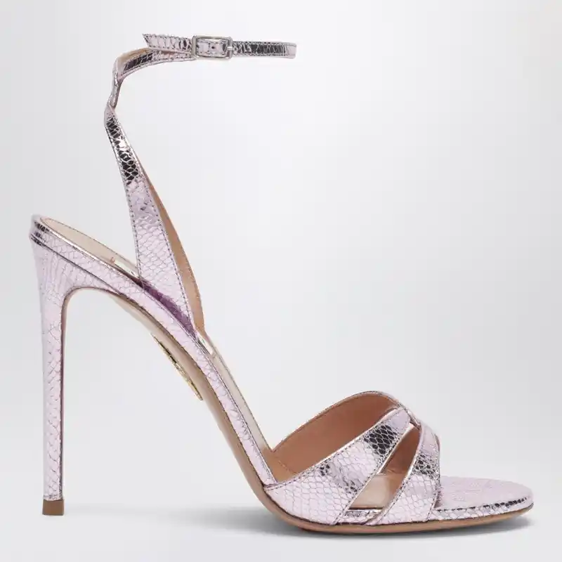 You And I Sandals In Light Blue Metallic Leather - Aquazzura