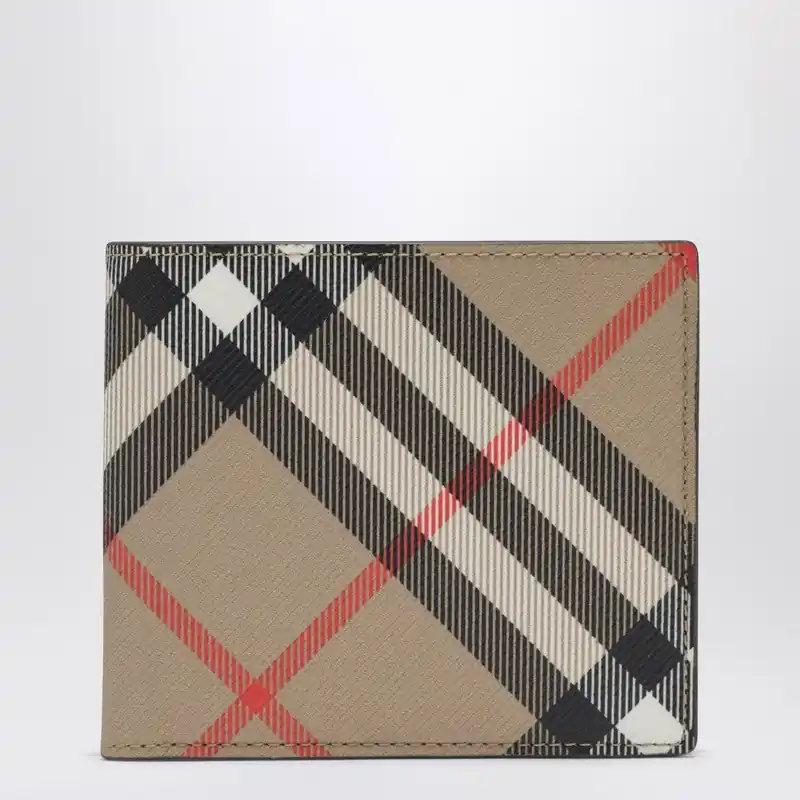 Beige Check-Pattern Wallet