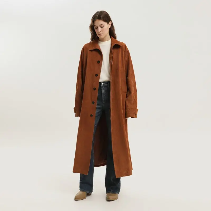 Brown Corduroy Leather Mackintosh Coat - 1989 Studio