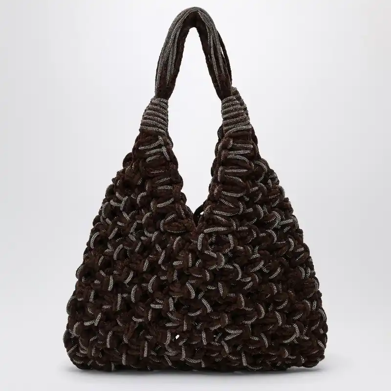 Vannifique Crystal Bag In Brown Velvet - Hibourama
