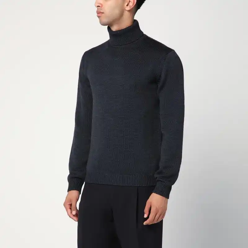 Anthracite Grey Wool Turtleneck Sweater - Roberto Collina