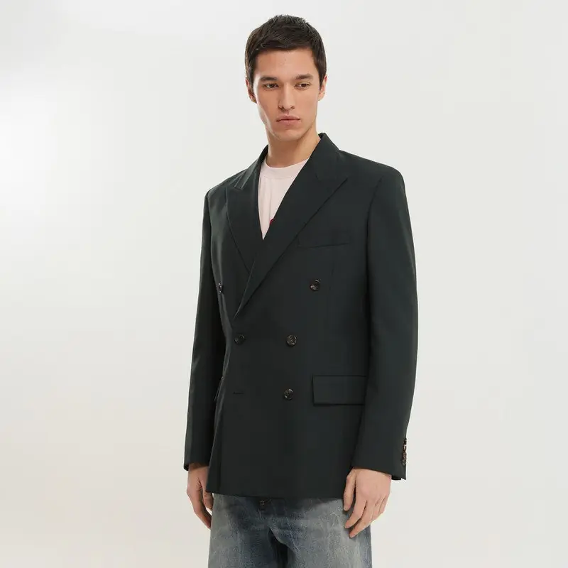 Dark Green Double-Breasted Blazer