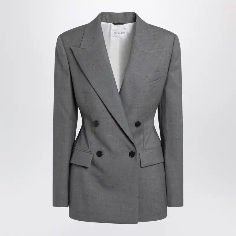 Grey Double-Breasted Wool Jacket