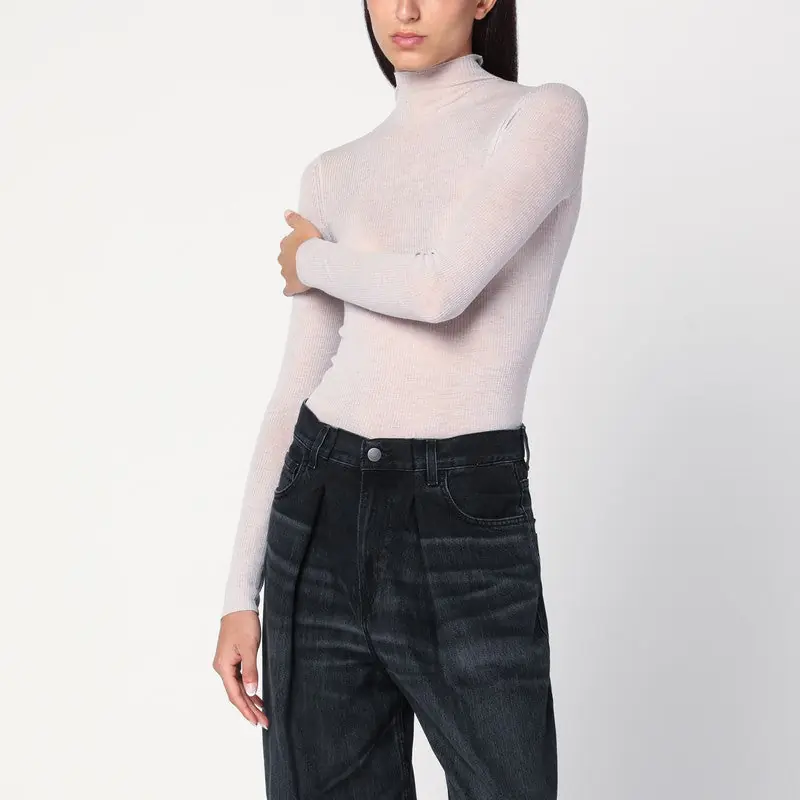 Ivory Semi-Sheer Turtleneck