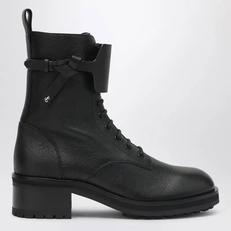Rosabel Flat Black Leather Ankle Boots - Jimmy Choo