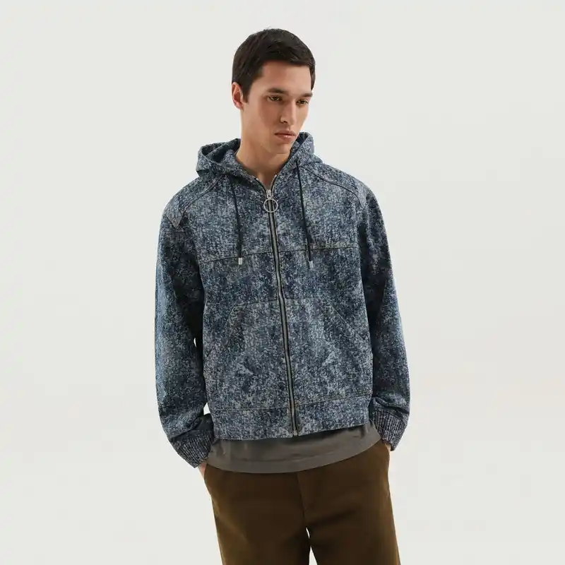 Denim Marbled Zip Hoodie - 1989 Studio