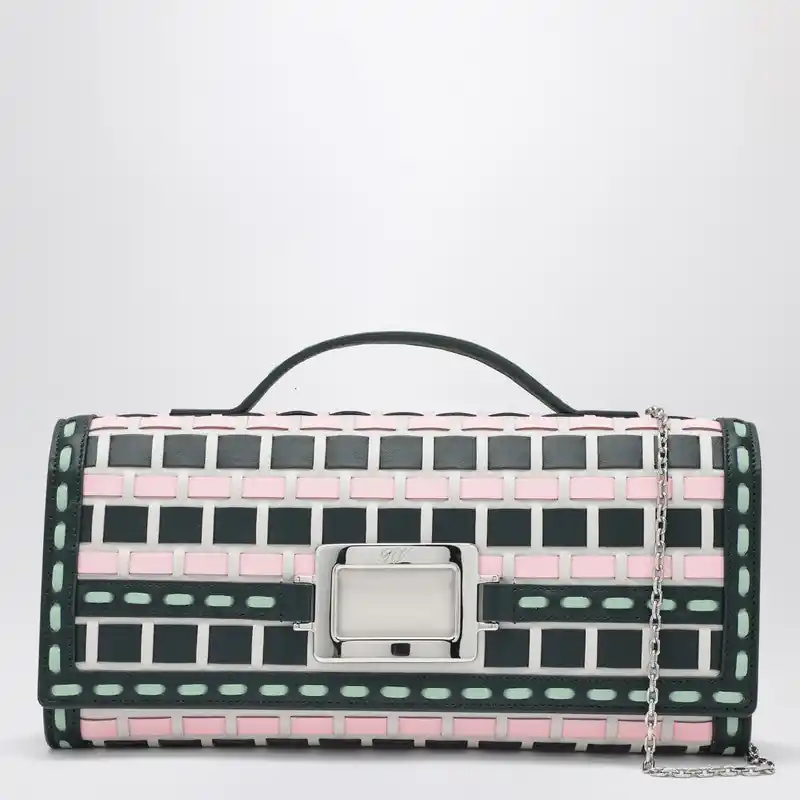 Belle Vivier Ice/Pink/Navy Blue Clutch Bag - Roger Vivier