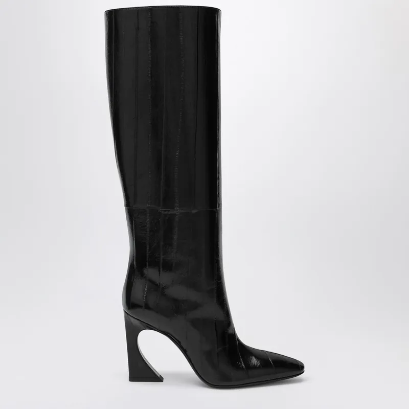 Black Hagfish Leather Boots Arco - Fendi