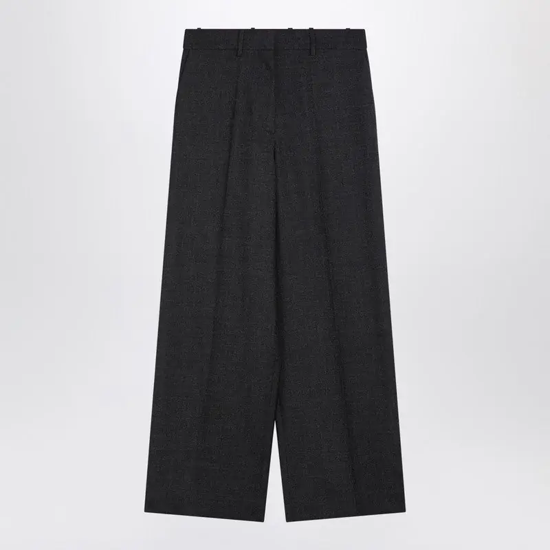 Dark Grey Wool Wide Trousers - Givenchy