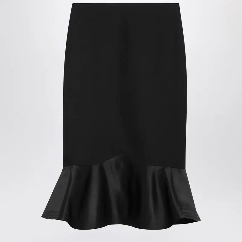 Black Grain De Poudre Wool Skirt - Fendi