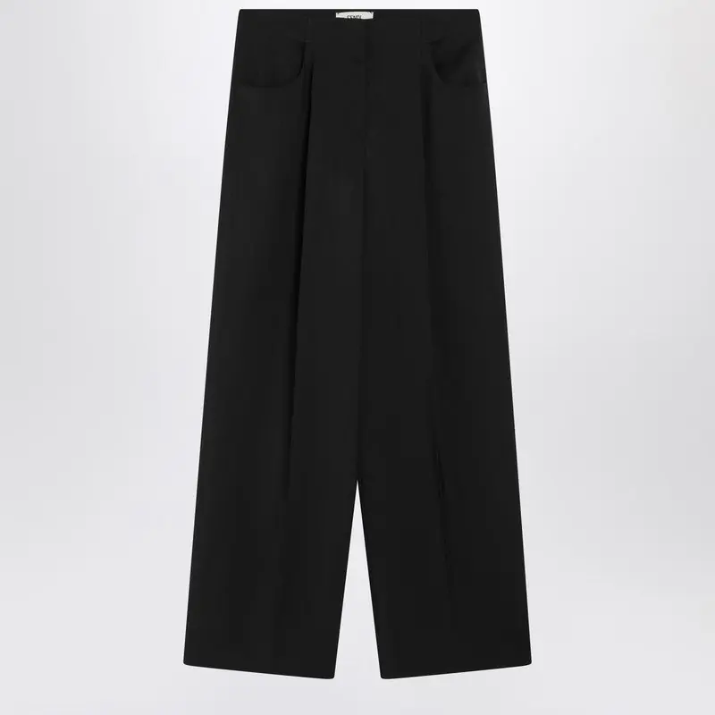 Black Wool And Mohair Trousers - Fendi