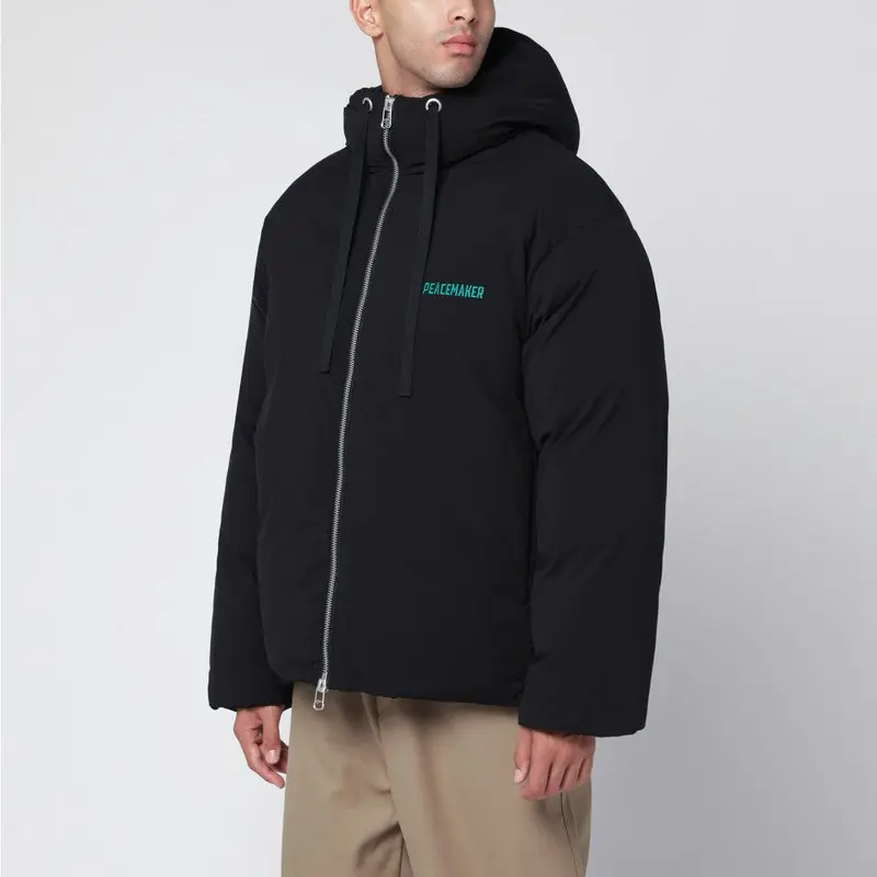 Black Peacemaker Puffer Jacket With Logo Embroidery - Oamc