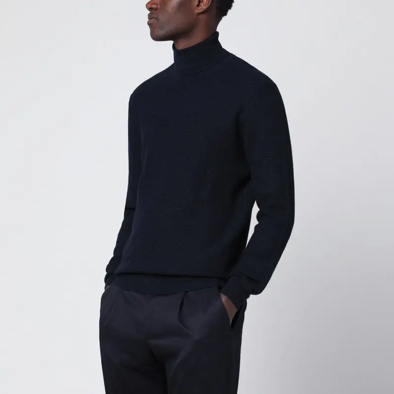 Blue Wool Turtleneck Sweater - Tagliatore