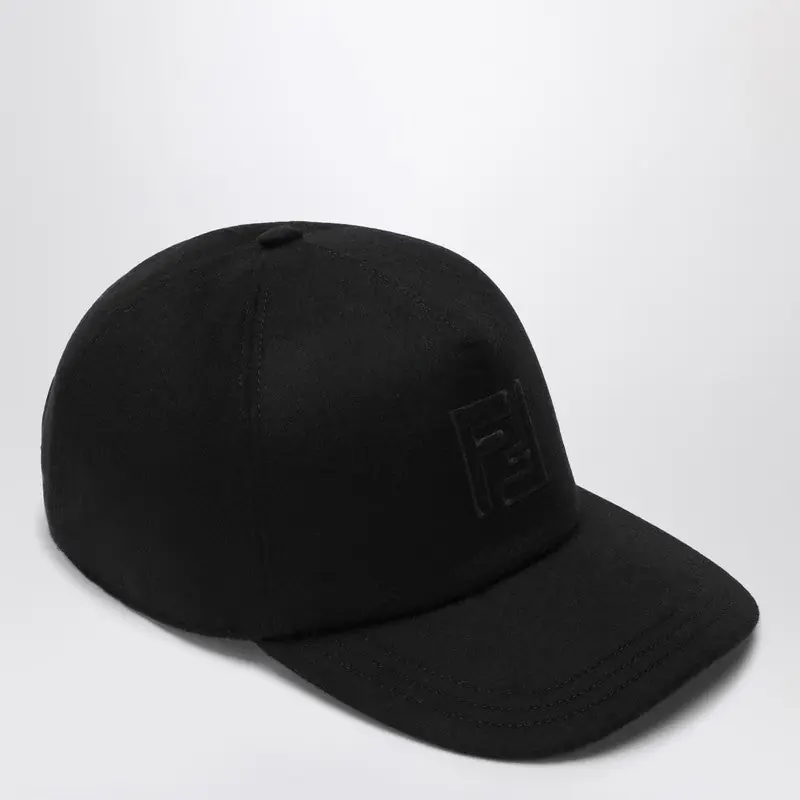 Black Wool And Cashmere Baseball Cap - Fendi