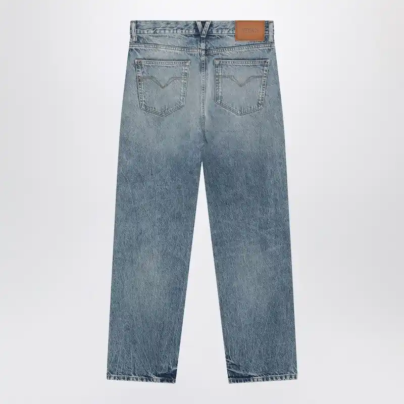 Blue Washed-Effect Jeans With Small Studs