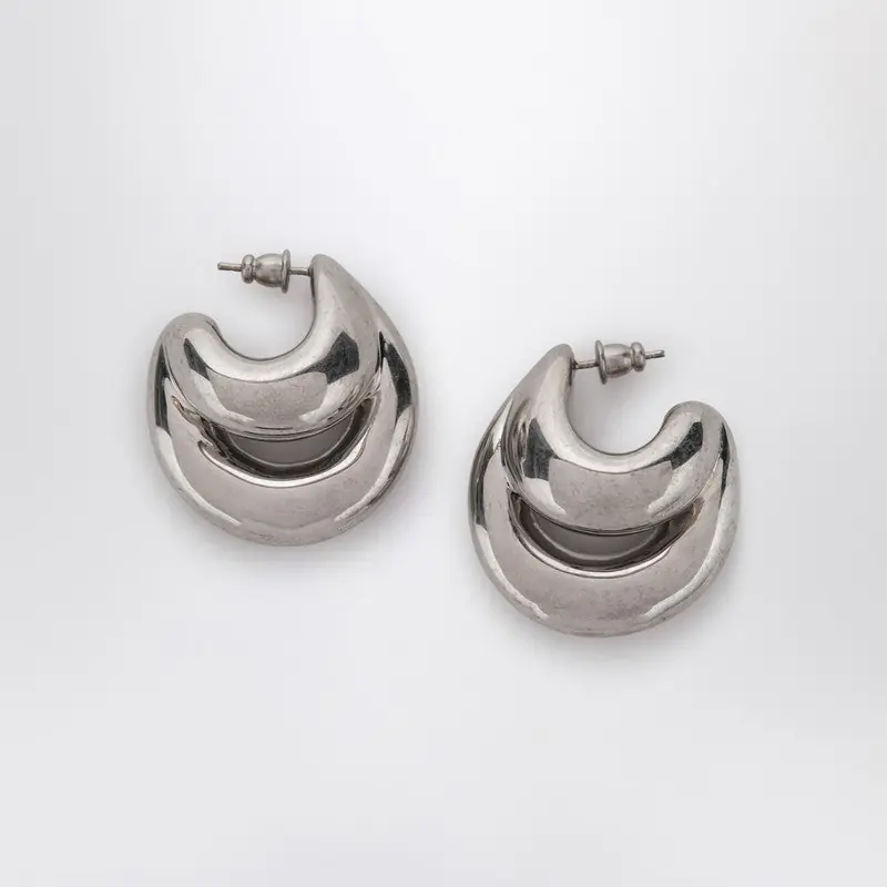 Blow Up Huggies Earrings In Silver Tone - Panconesi