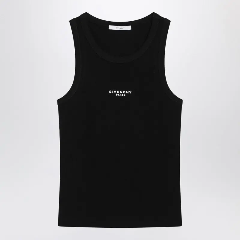 Black Slim-Cut Tank Top With Logo