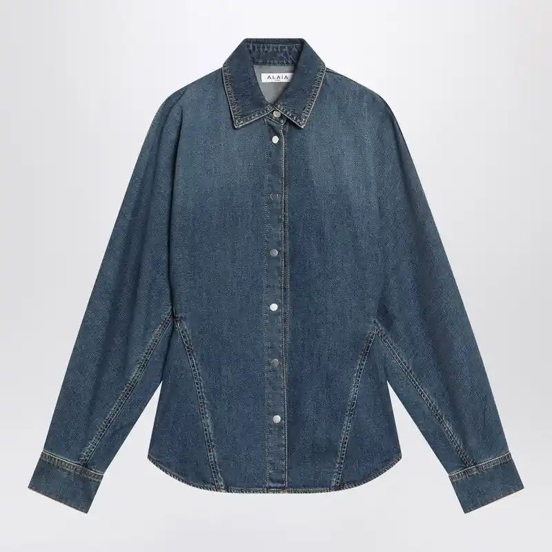 Rounded Blue Denim Shirt - Alaïa