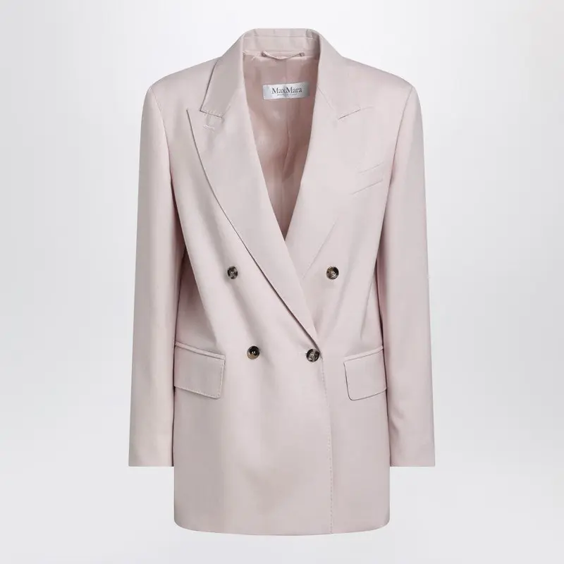 Dusty Beige Double-Breasted Wool-Blend Jacket